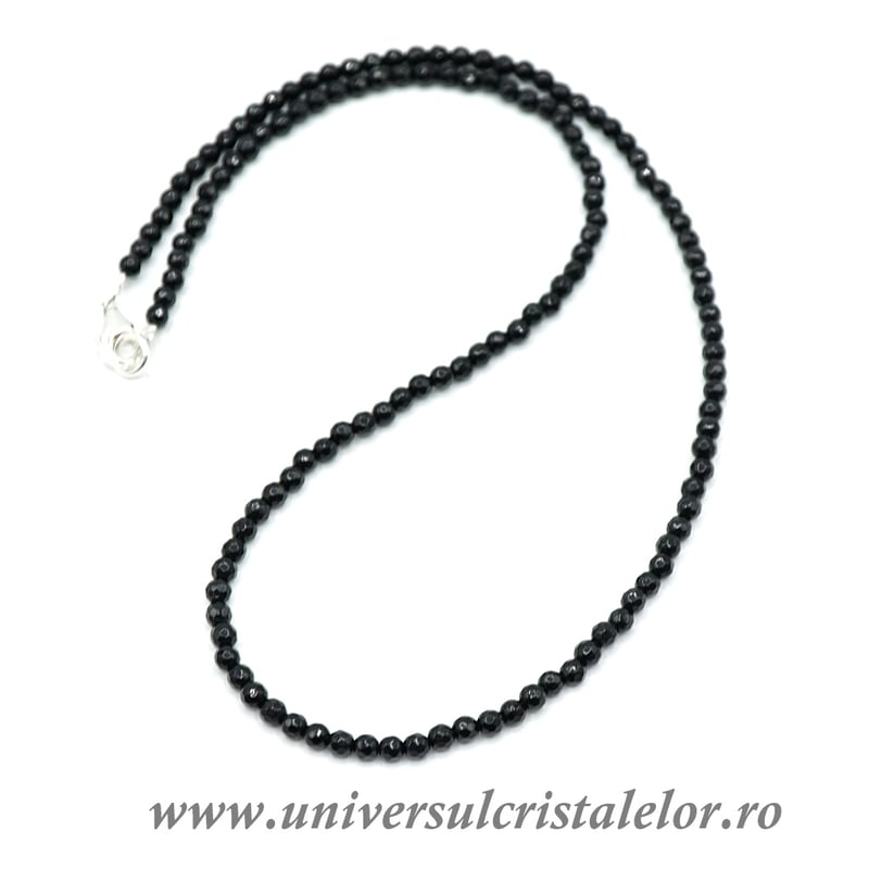 Colier onix negru rotund fatetat - 3.4 mm