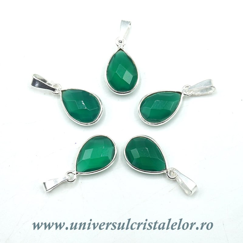 Pandantiv onix verde lacrima fatetat - 9 /13mm