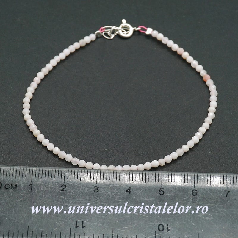 Bratara opal roz rotund fatetat - 2,5 mm