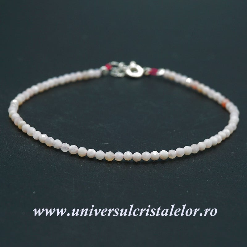 Bratara opal roz rotund fatetat - 2,5 mm