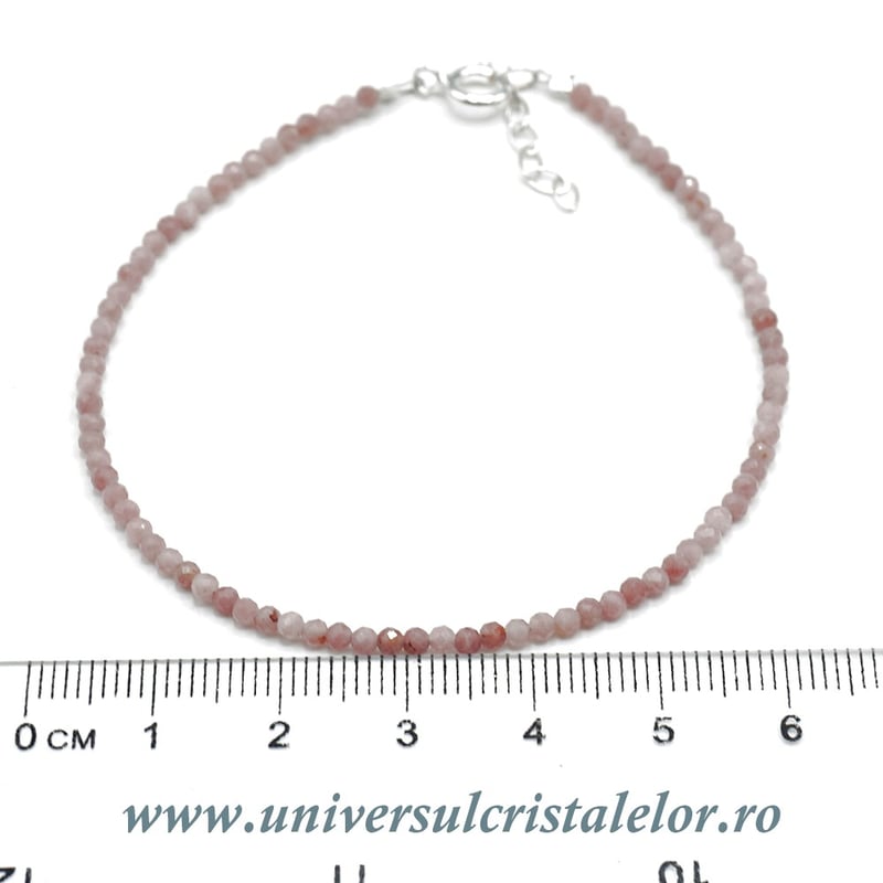 Bratara opal roz rotund fatetat - 2 mm