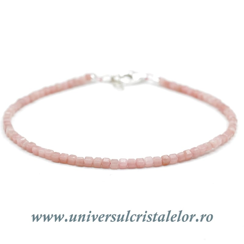 Bratara opal roz cub fatetat - 2,5mm