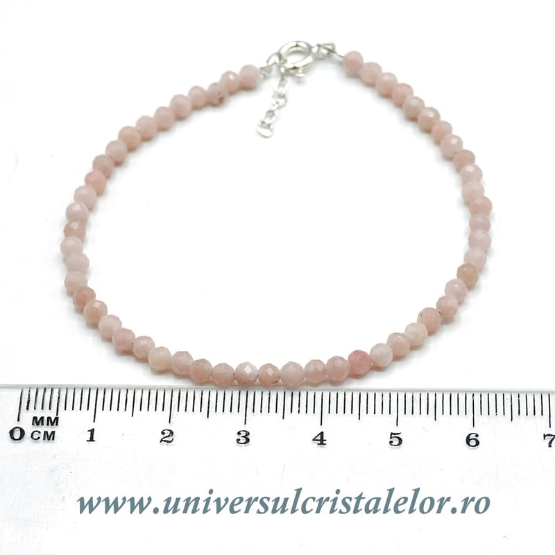 Bratara opal roz rotund fatetat - 3.4mm