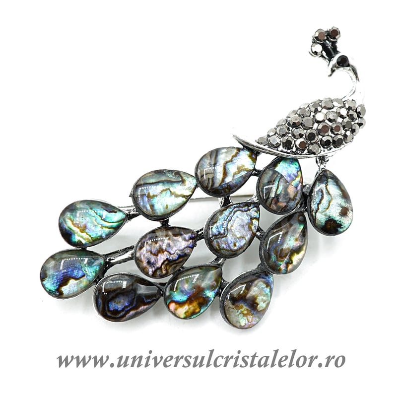 Brosa pandantiv abalone - paun