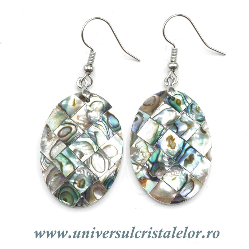 Cercei scoica paua (abalone) ovali