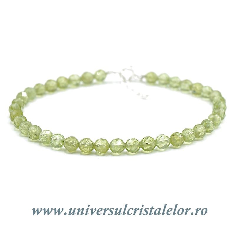 Bratara peridot rotund fatetat - 4,4mm