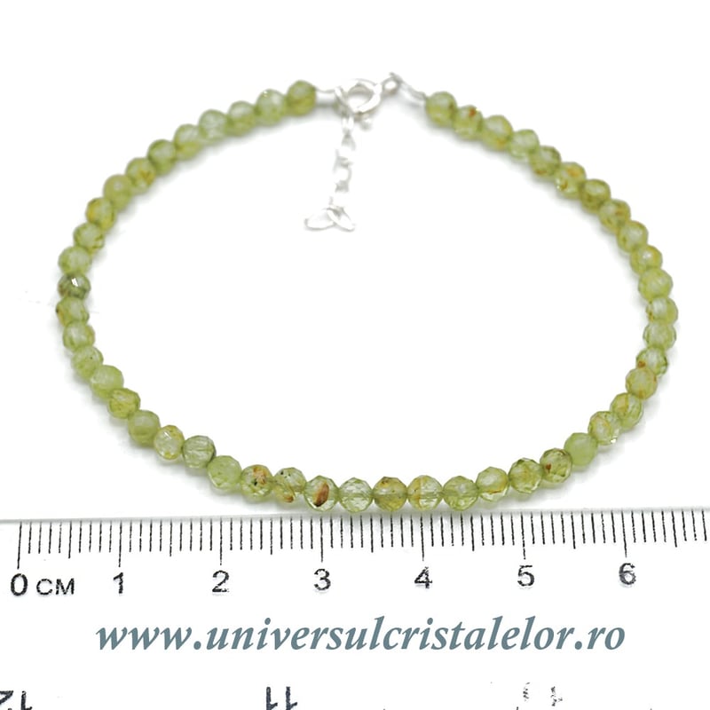 Bratara peridot rotund fatetat - 3,7mm