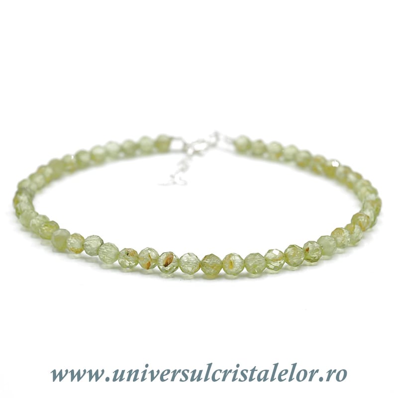 Bratara peridot rotund fatetat - 3,7mm
