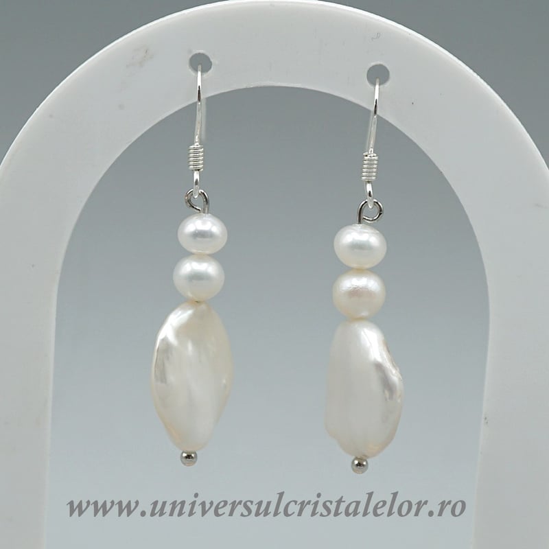 Cercei perle albe argint m2