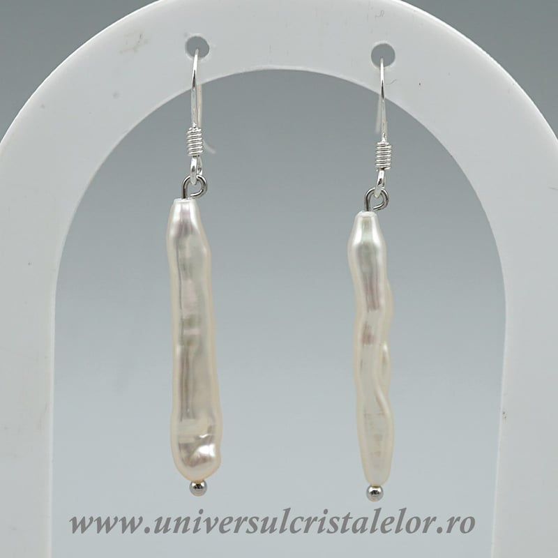 Cercei perle albe argint m3