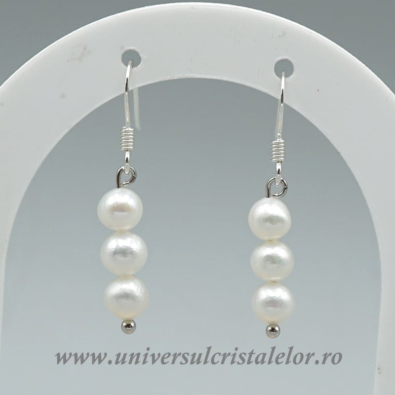 Cercei perle albe argint m1