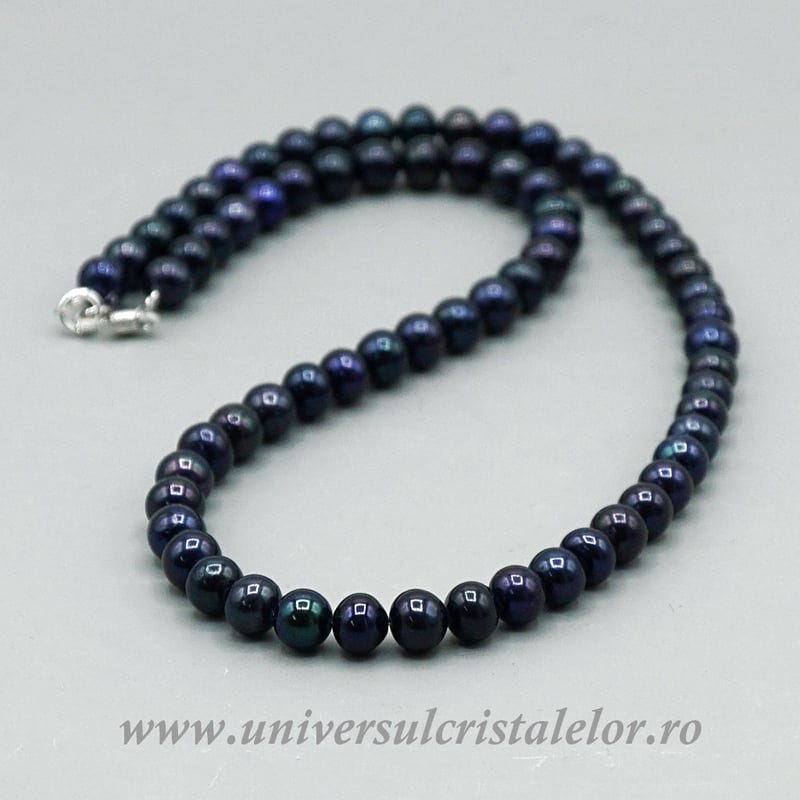 Colier perle naturale negre 7,5 mm