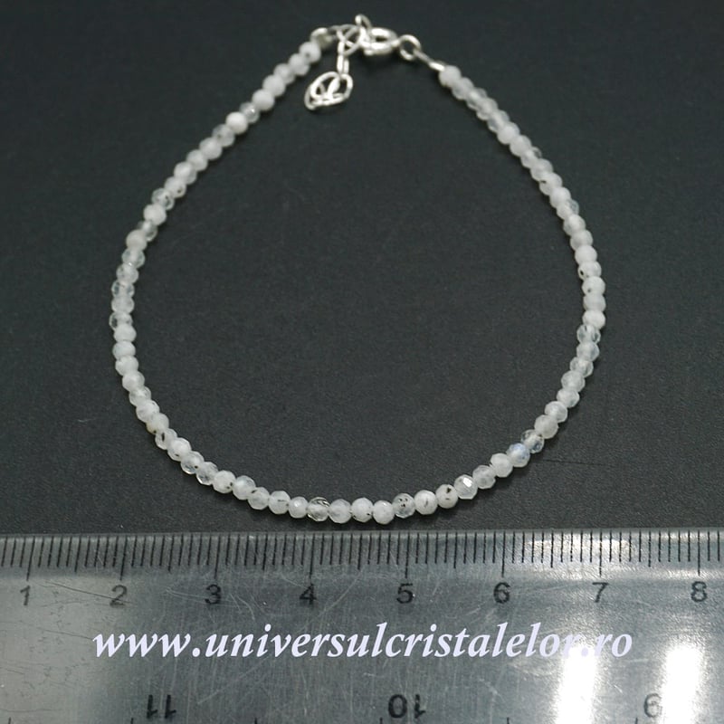 Bratara piatra lunii alba rotund fatetat - 2,6mm