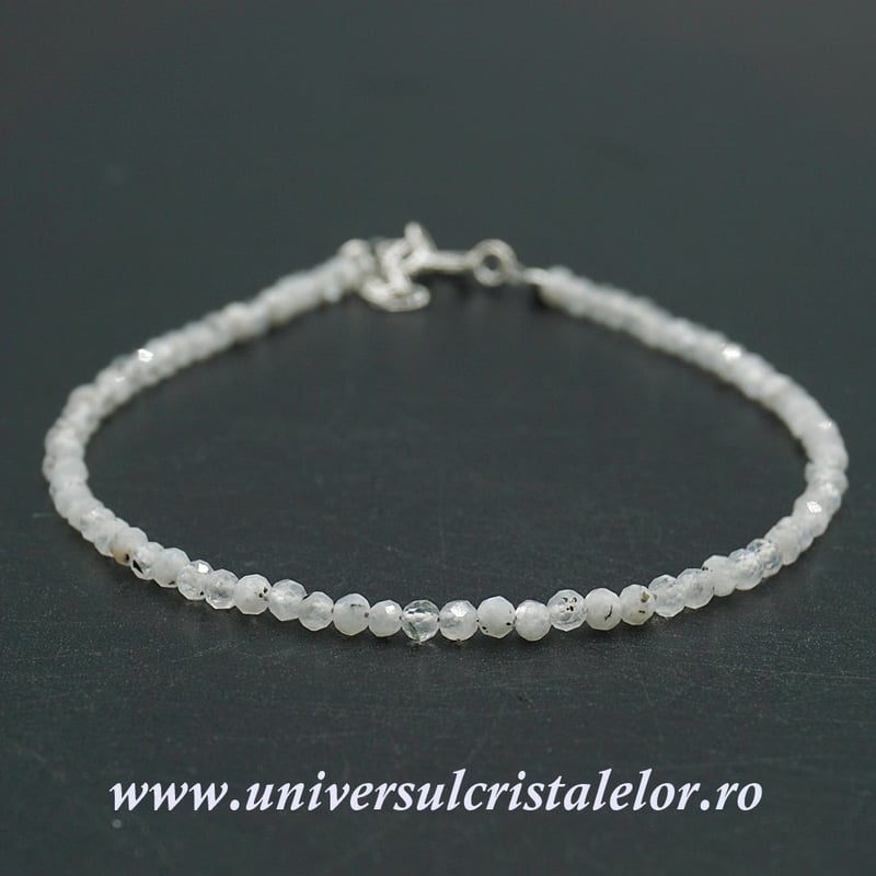 Bratara piatra lunii alba rotund fatetat - 2,6mm