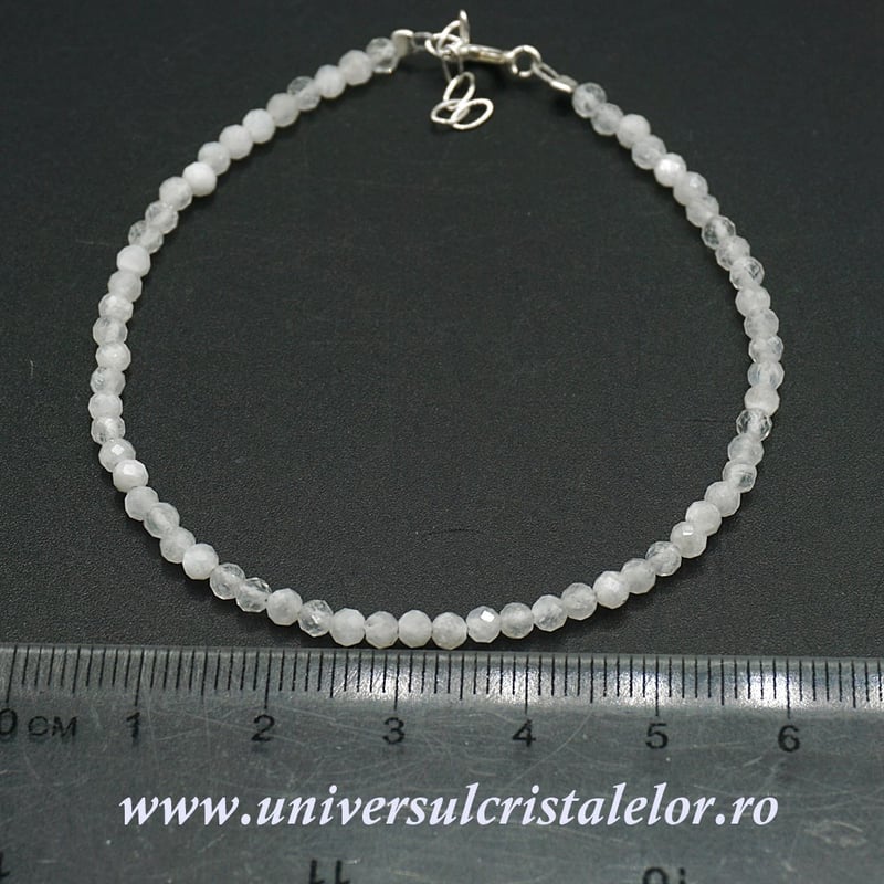 Bratara piatra lunii alba rotund fatetat - 3mm