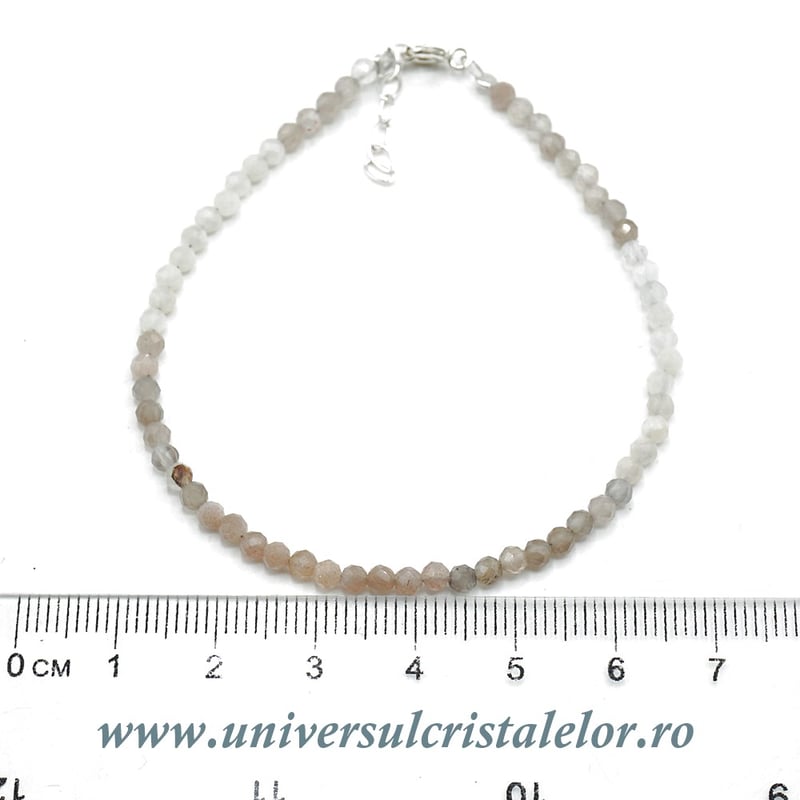 Bratara piatra lunii multicolora rotund fatetat - 3 mm