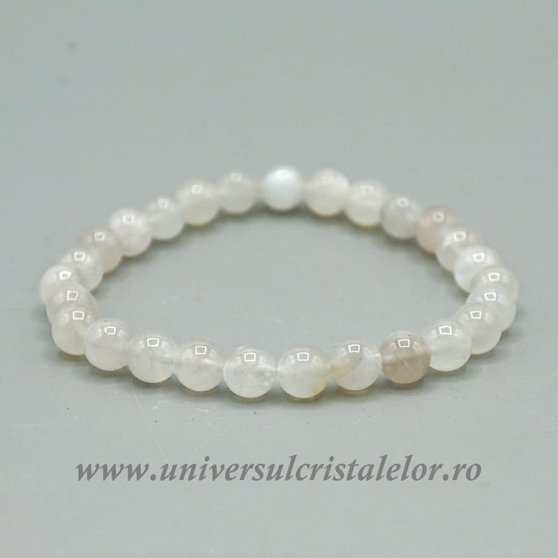 Bratara piatra lunii alba rotund - 6 mm