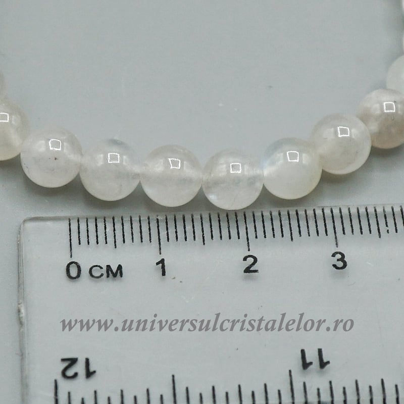 Bratara piatra lunii alba rotund - 6 mm