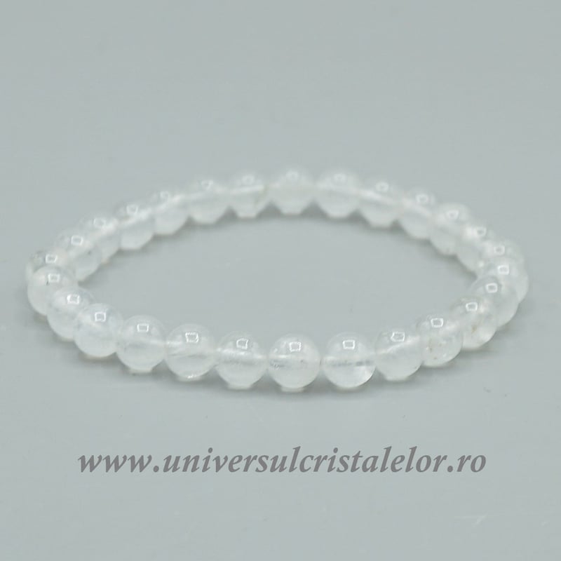 Bratara piatra lunii alba rotund - 6 mm