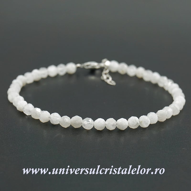 Bratara piatra lunii alba rotund fatetat - 4,2 mm