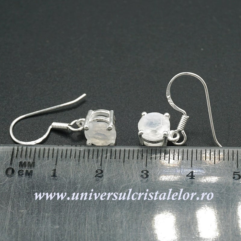 Cercei piatra lunii fatetat rotund