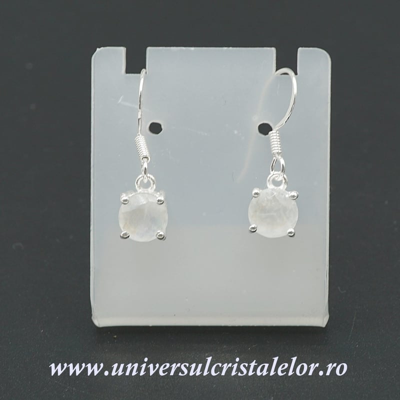 Cercei piatra lunii fatetat rotund