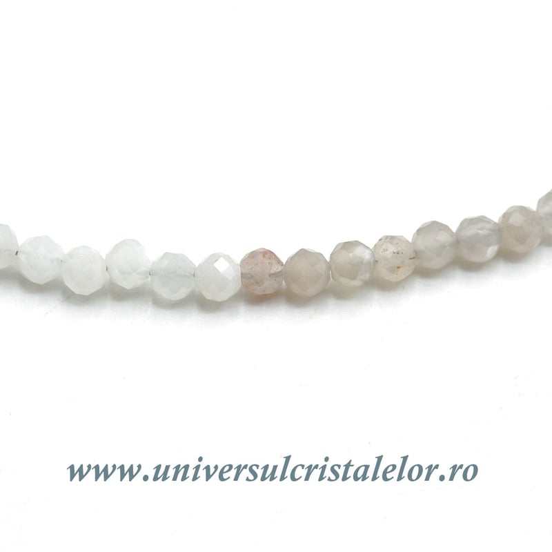 Colier piatra lunii multicolora rotund fatetat - 3 mm
