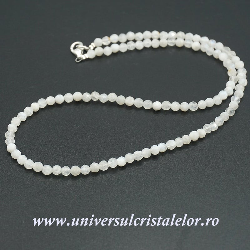 Colier piatra lunii alba rotund fatetat - 4,2mm
