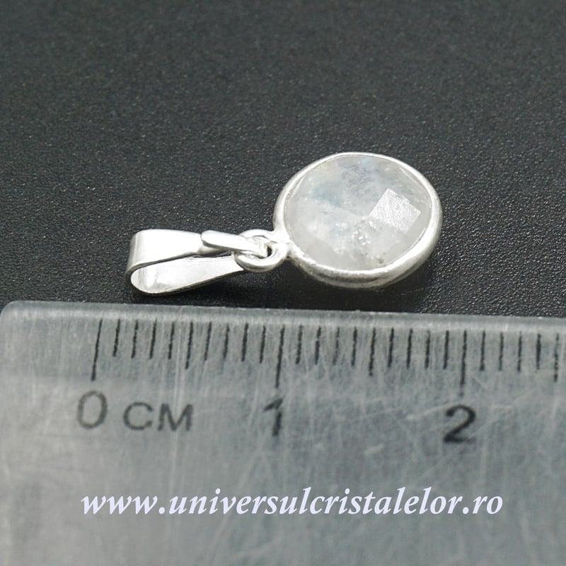 Pandantiv piatra lunii rotund fatetat - 9mm