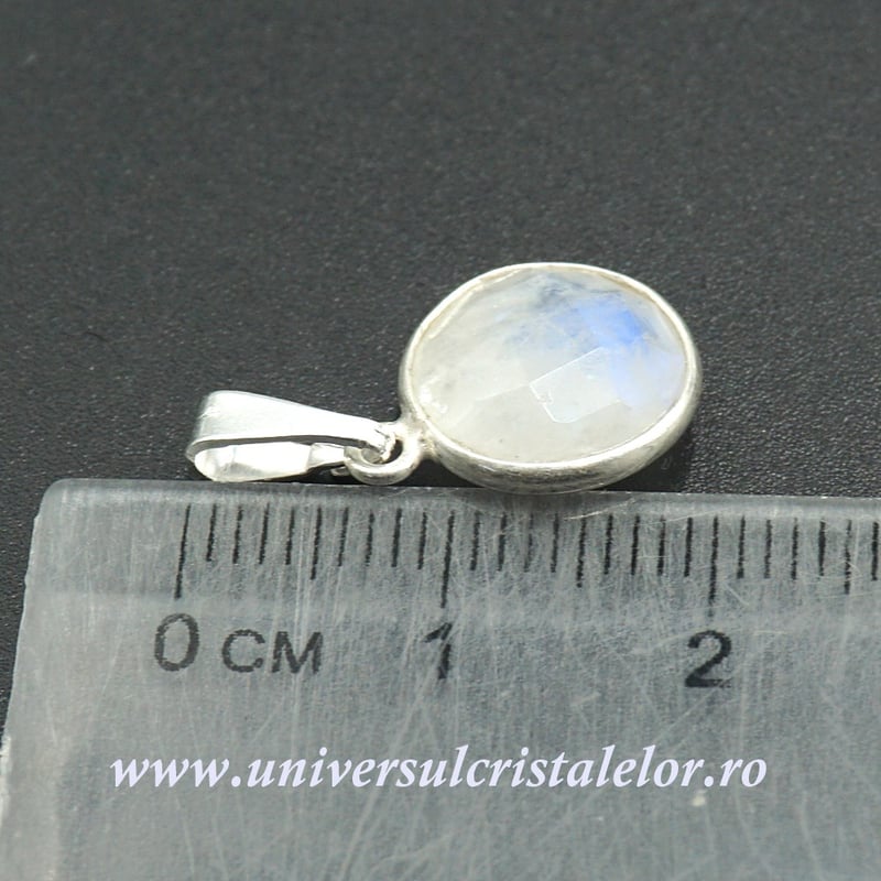 Pandantiv piatra lunii rotund fatetat - 11mm