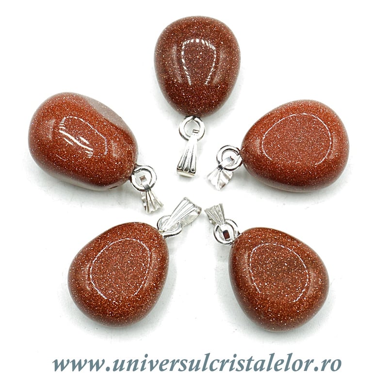 Pandantiv Gold stone (Piatra soarelui artificială)