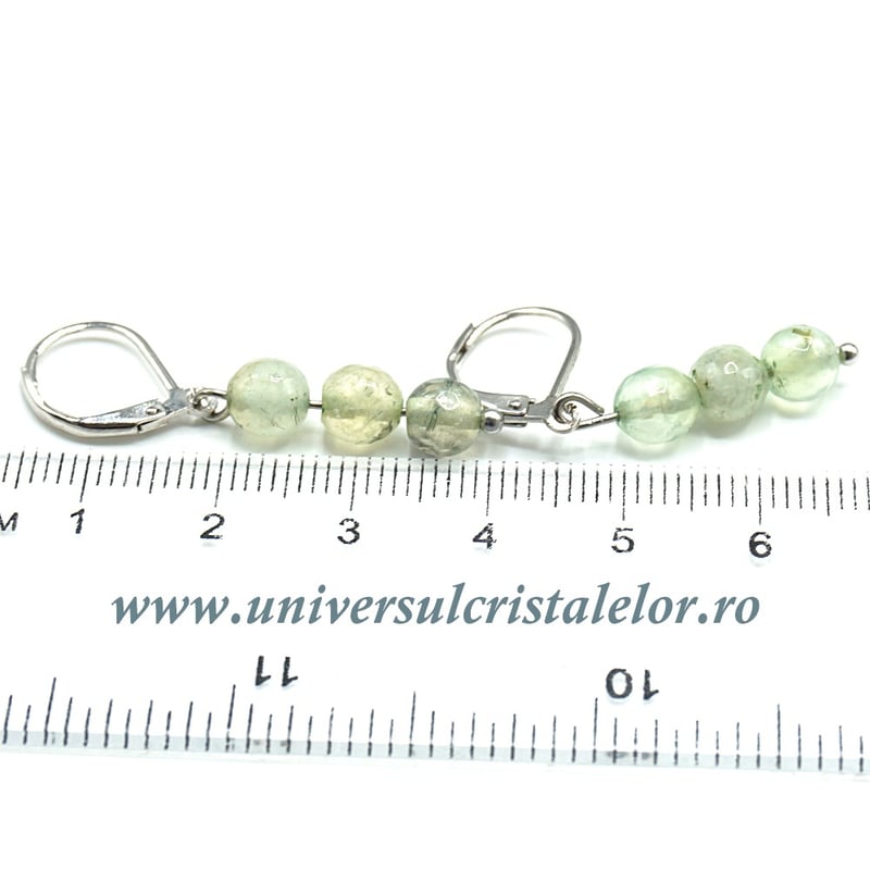 Cercei prehnit rotund fatetat- 6 mm