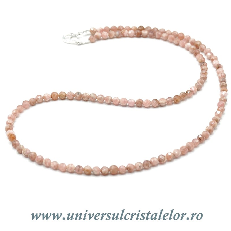 Colier rodocrozit rotund fatetat - 3.2 mm