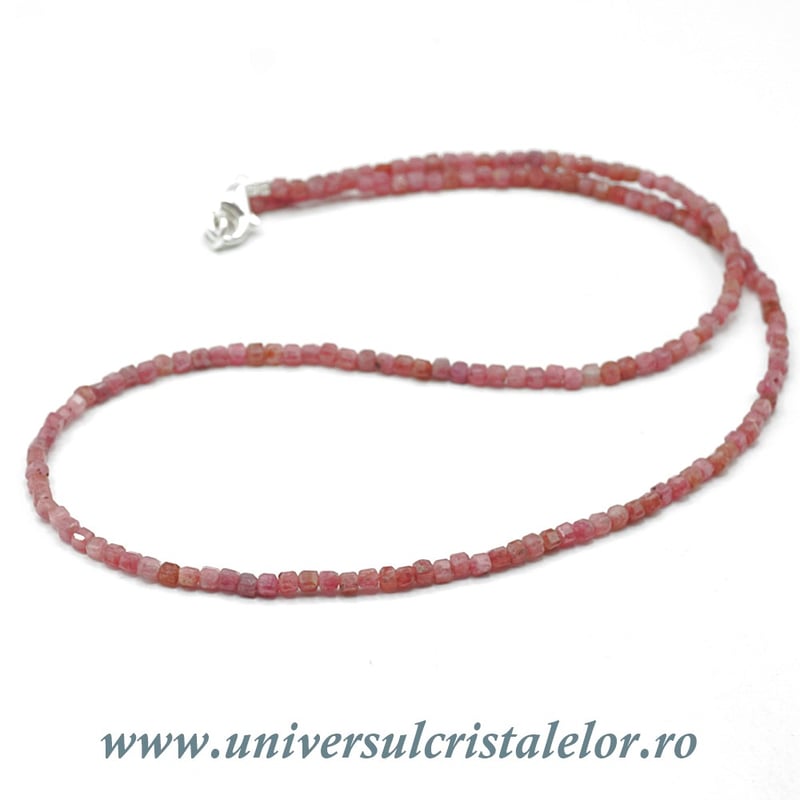 Colier rodocrozit cub fatetat - 2,5 mm