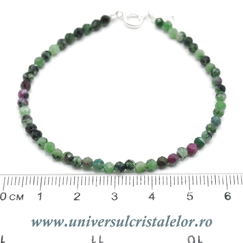 Bratara rubin in zoisit rotund fatetat - 3,3mm