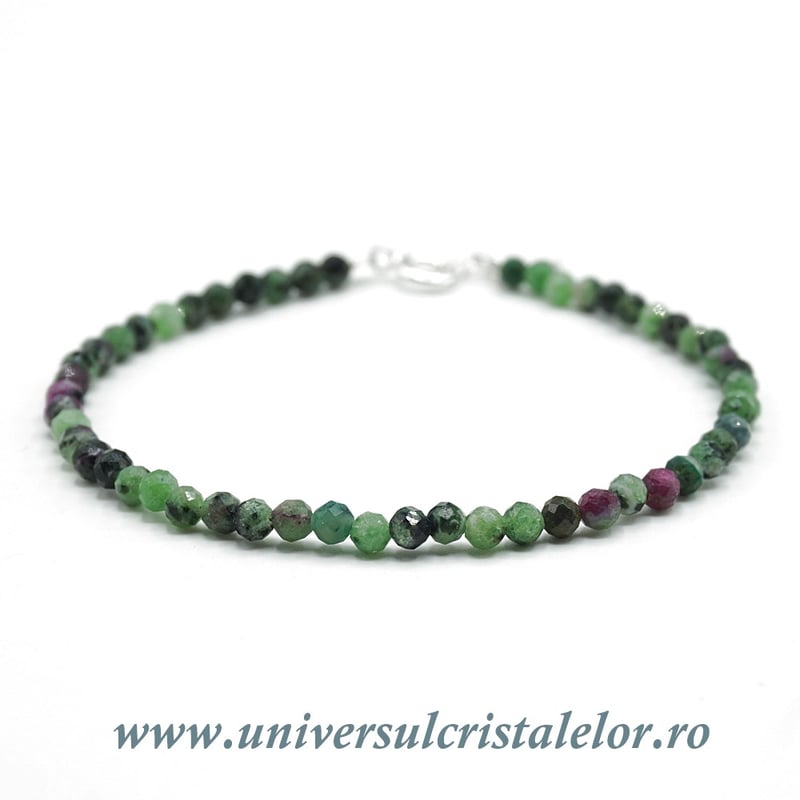 Bratara rubin in zoisit rotund fatetat - 3,3mm