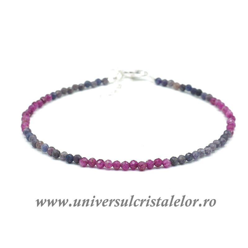 Bratara mixt rubin safir rotund fatetat - 2.4 mm