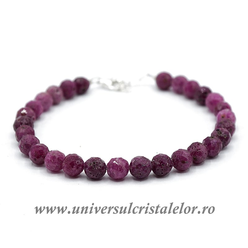 Bratara rubin rotund fatetat - 6 mm