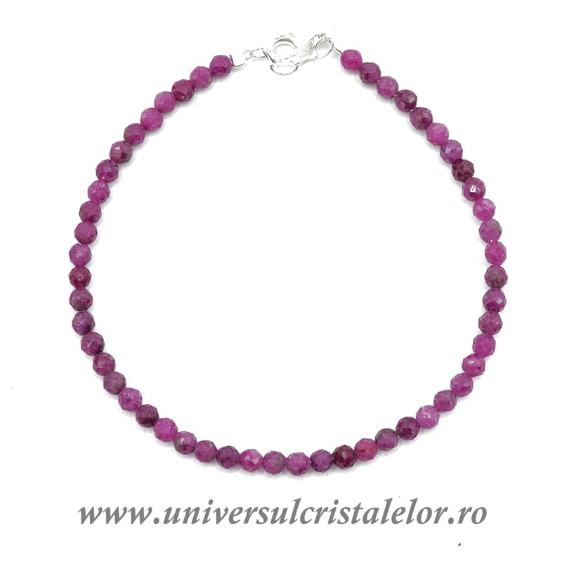 Bratara rubin rotund fatetat - 3.4mm