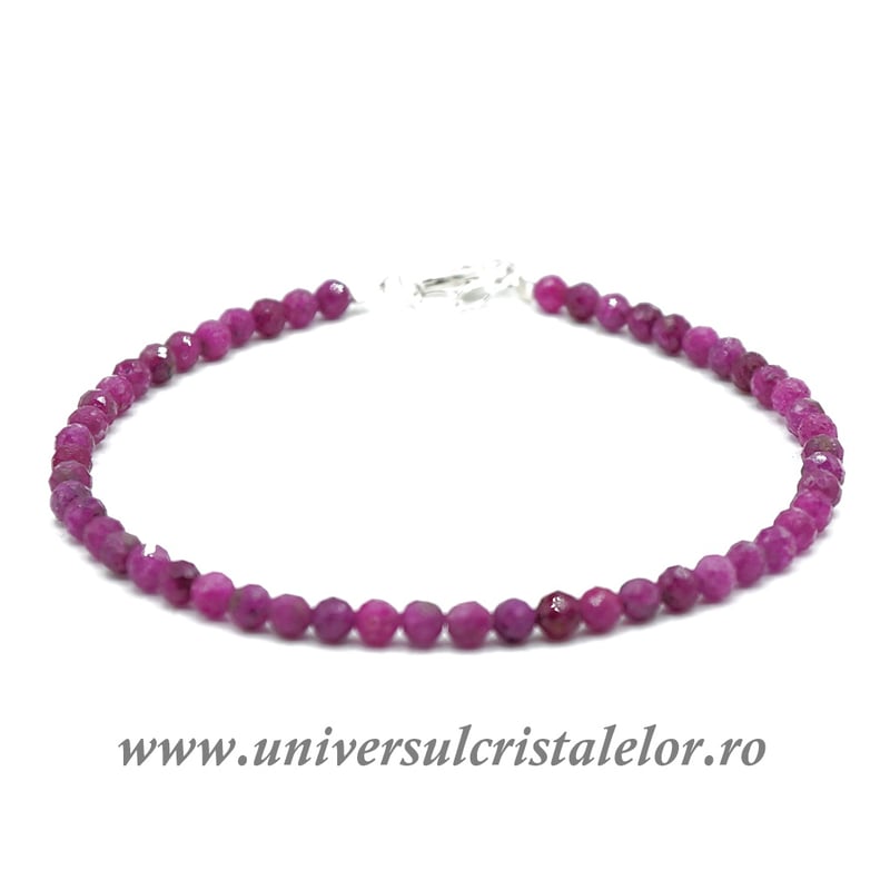 Bratara rubin rotund fatetat - 3.4mm