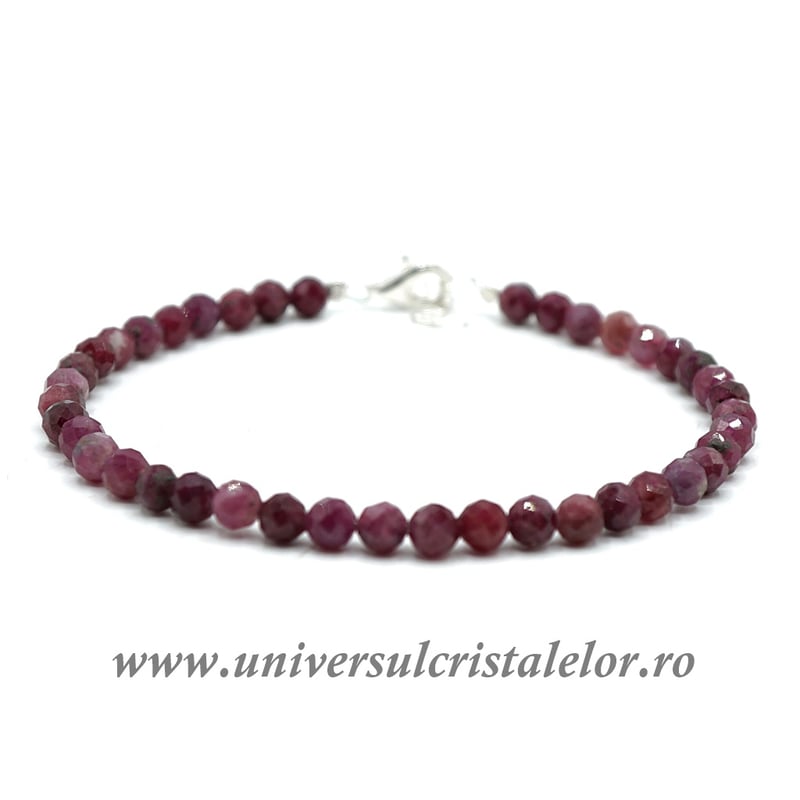 Bratara rubin rotund fatetat - 4.4mm