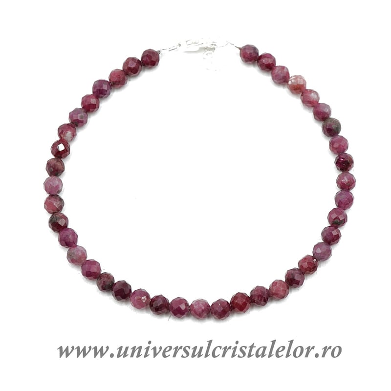 Bratara rubin rotund fatetat - 4.4mm
