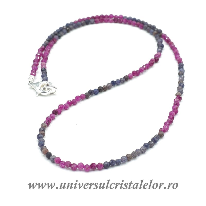 Colier mixt rubin safir rotund fatetat - 2.4 mm