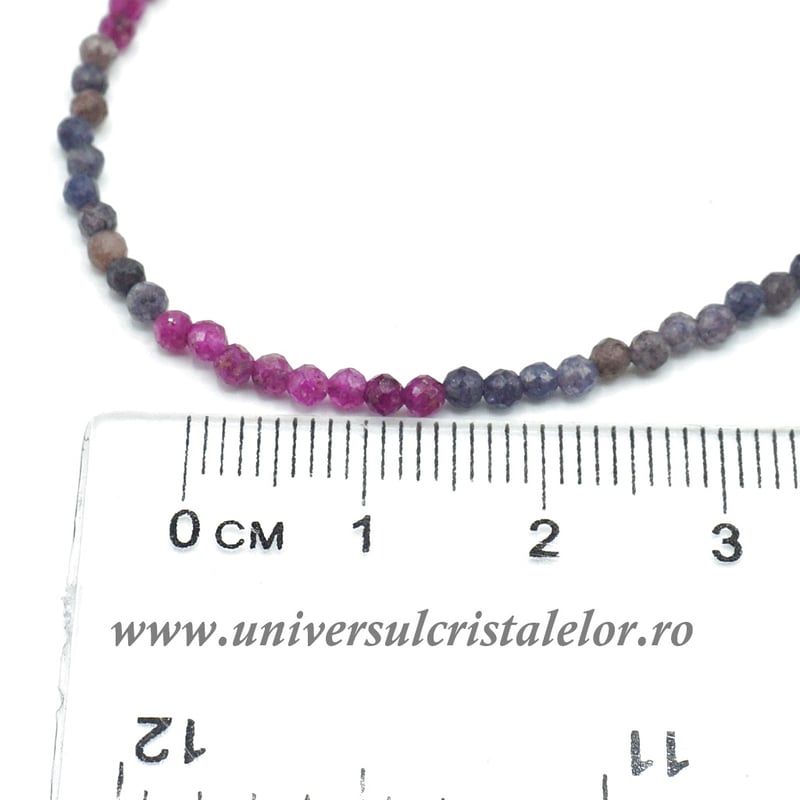 Colier mixt rubin safir rotund fatetat - 2.4 mm