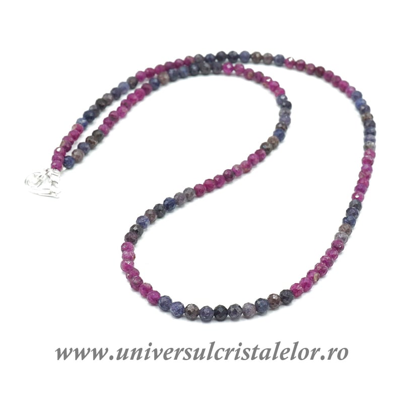 Colier mixt rubin safir rotund fatetat - 3.5 mm