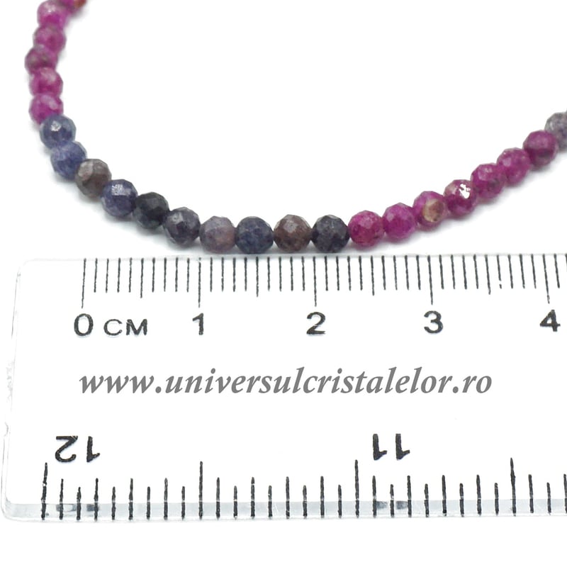 Colier mixt rubin safir rotund fatetat - 3.5 mm