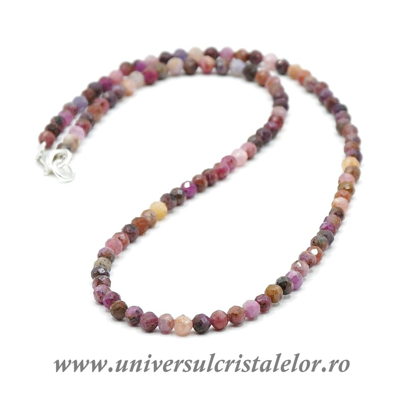 Colier safir multicolor rotund fatetat 4,1 mm