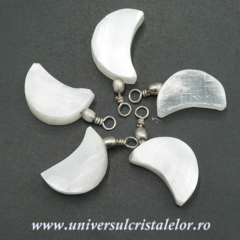 Pandantiv selenit semiluna