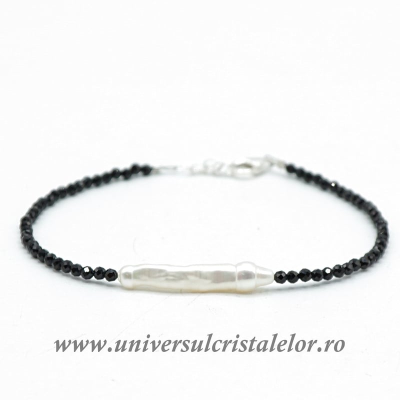 Bratara spinel rotund fatetat cu perle - 2,3 mm