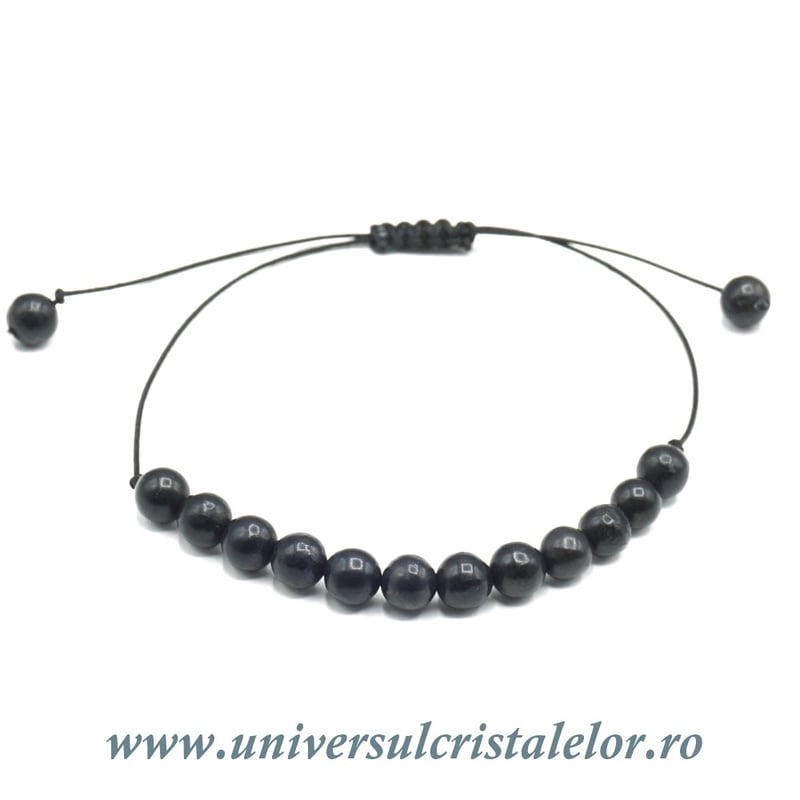 Bratara shungit rotund 6 mm - snur reglabil m1